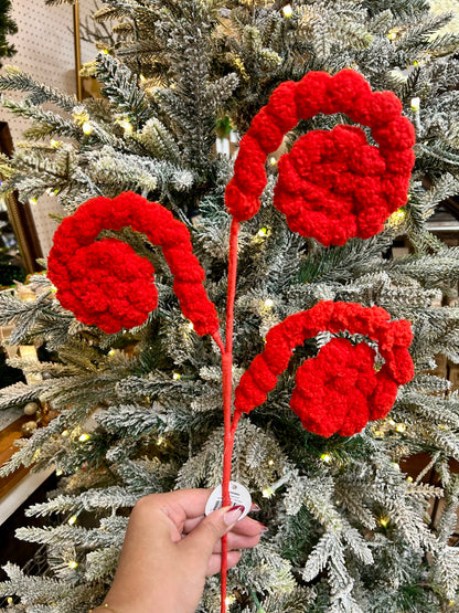 24 Inch Red Faux Sherpa Curl Spray