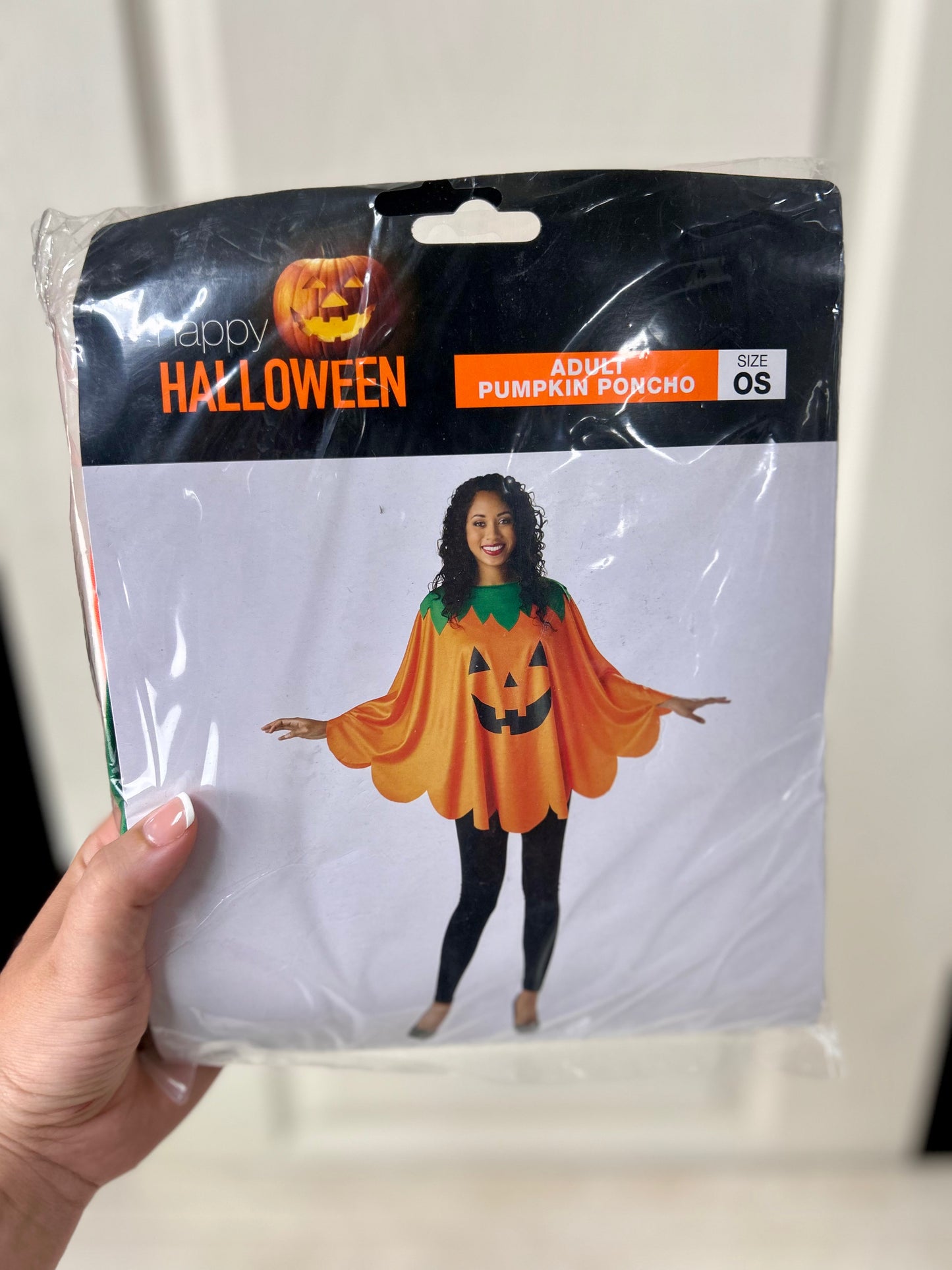 Happy Halloween Adult Pumpkin Poncho