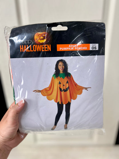 Happy Halloween Adult Pumpkin Poncho
