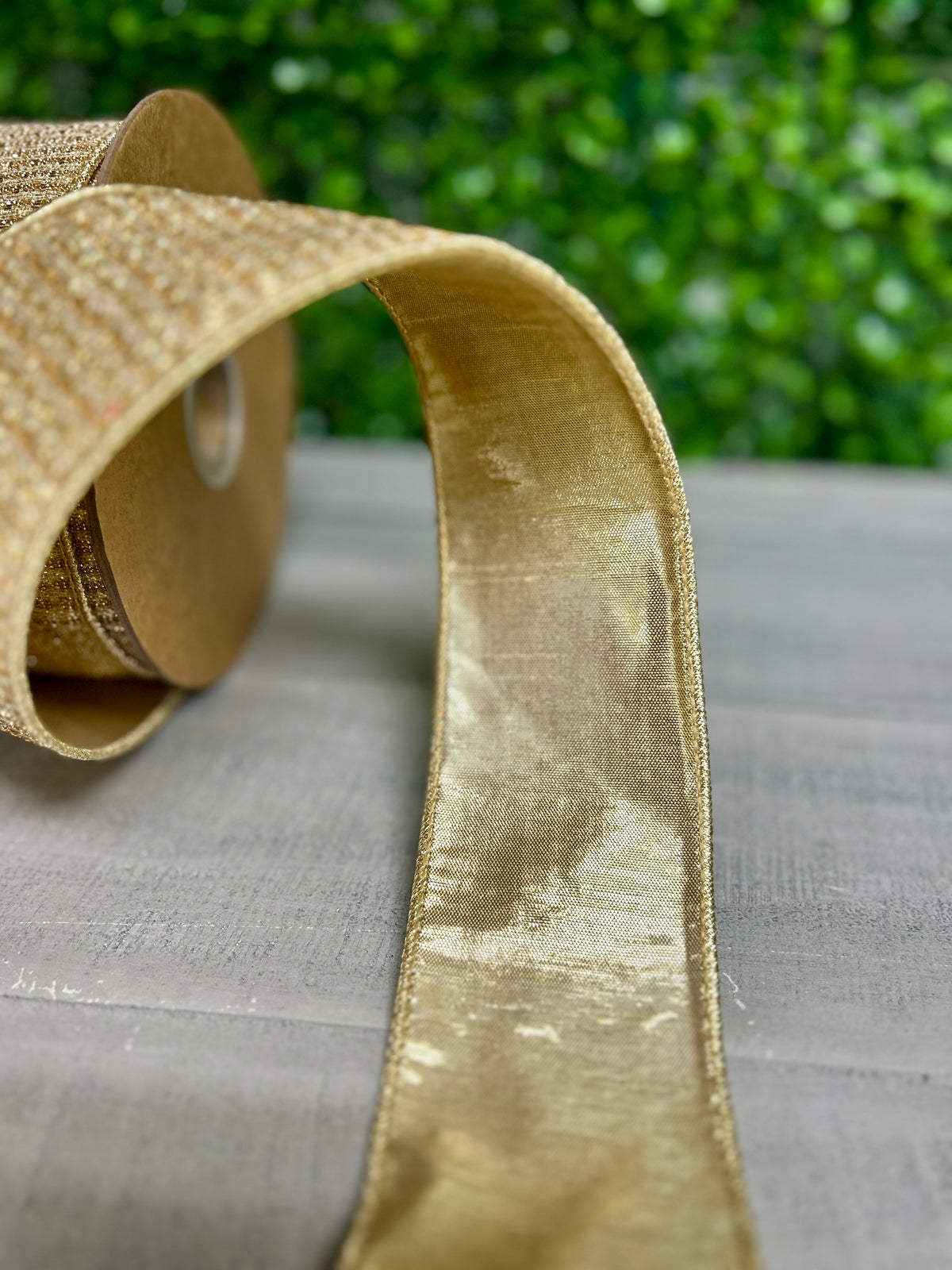 2.5 Inch By 10 Yard Gold Sparkle With Gold Metallic Backing Ribbon