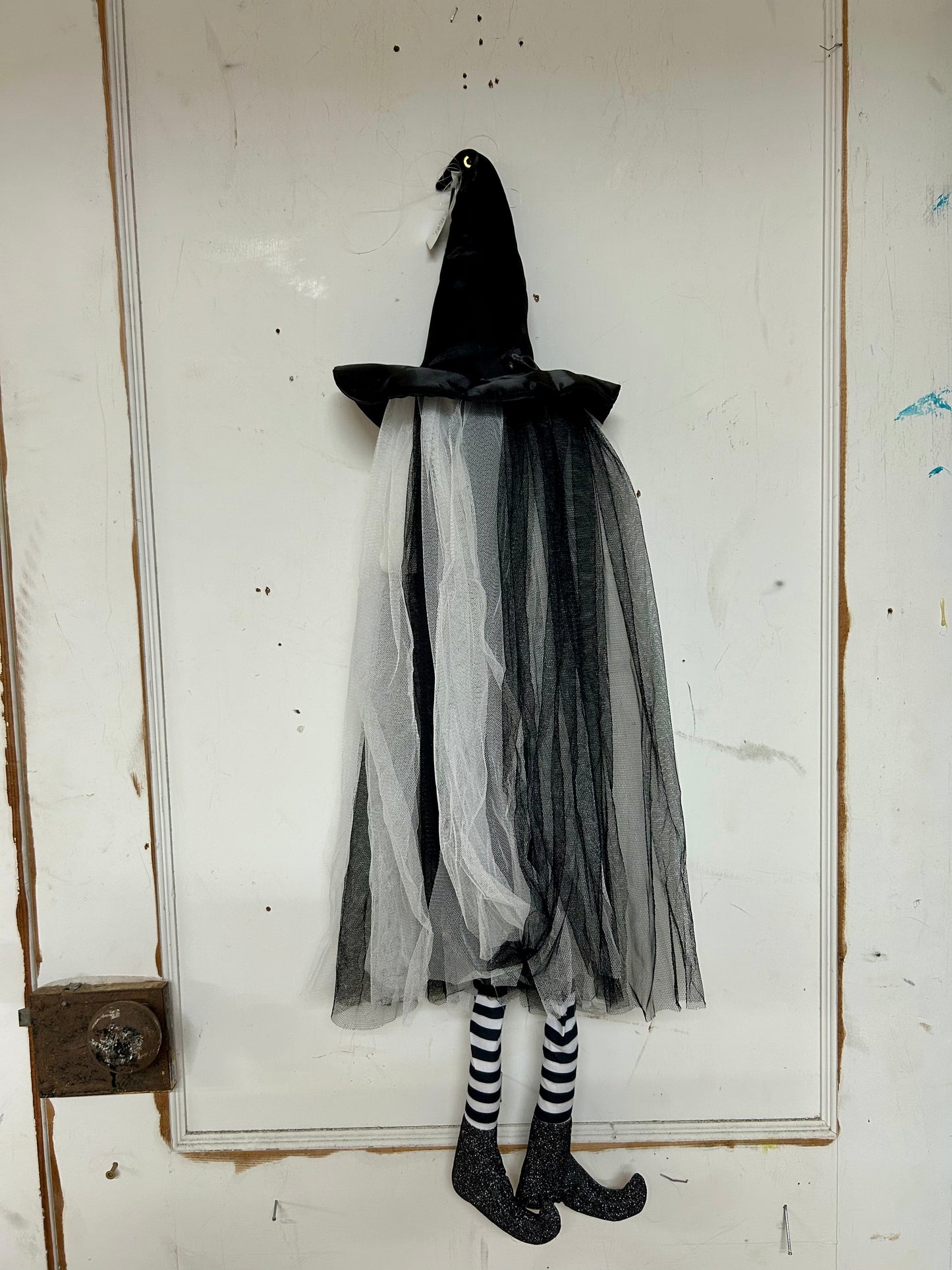 30 Inch Black And White Hanging Witch