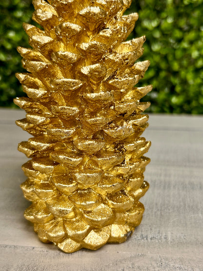 6.75 Inch Gold Wax LED Pinecone Flicker Flame Candle With Timer
