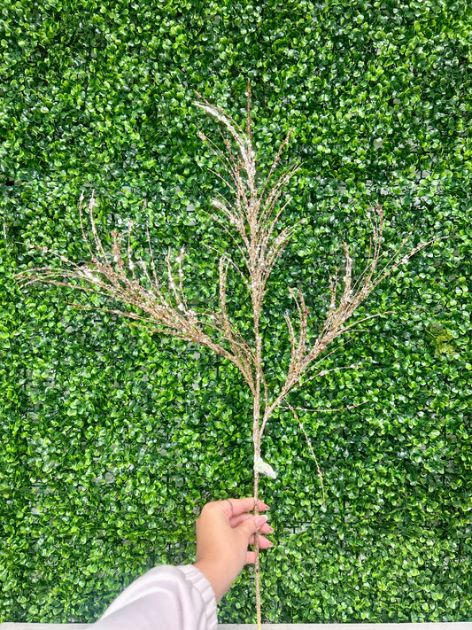 34 Inch Champagne Glitter Sequin Pampas Grass Spray
