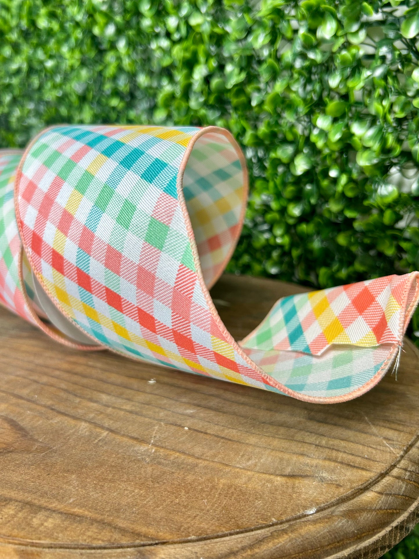4 Inch By 10 Yard Multicolor Pastel Plaid Ribbon