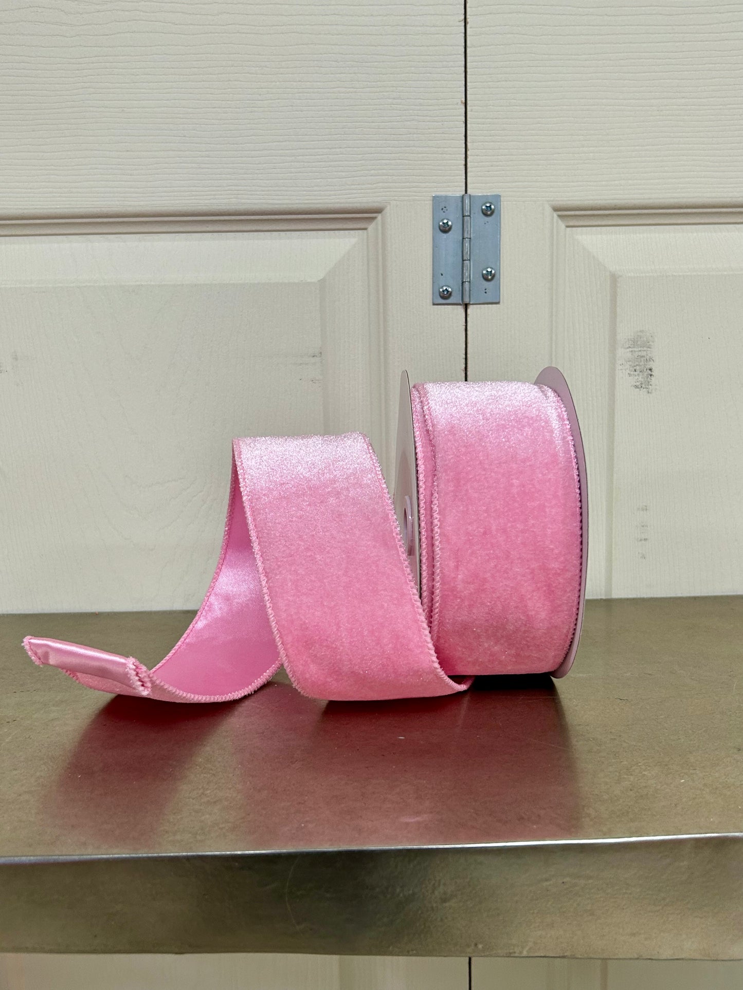2.5 Inch By 10 Yard Light Pink Deluxe Velvet With Satin Backing Ribbon