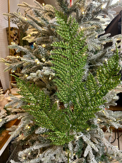 32 Inch Green Shimmery Glitter Fern Spray