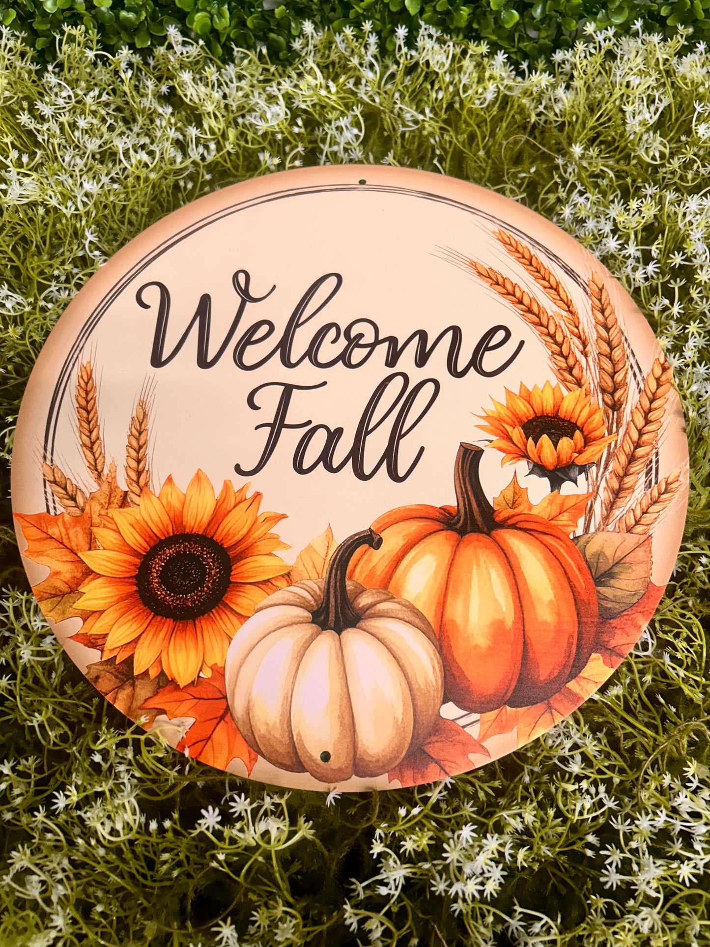 12 Inch Welcome Fall With Pumpkin Metal Sign