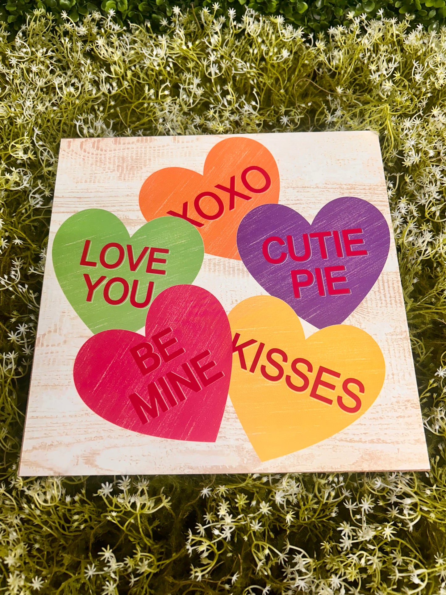 10 Inch Candy Hearts Wood Sign