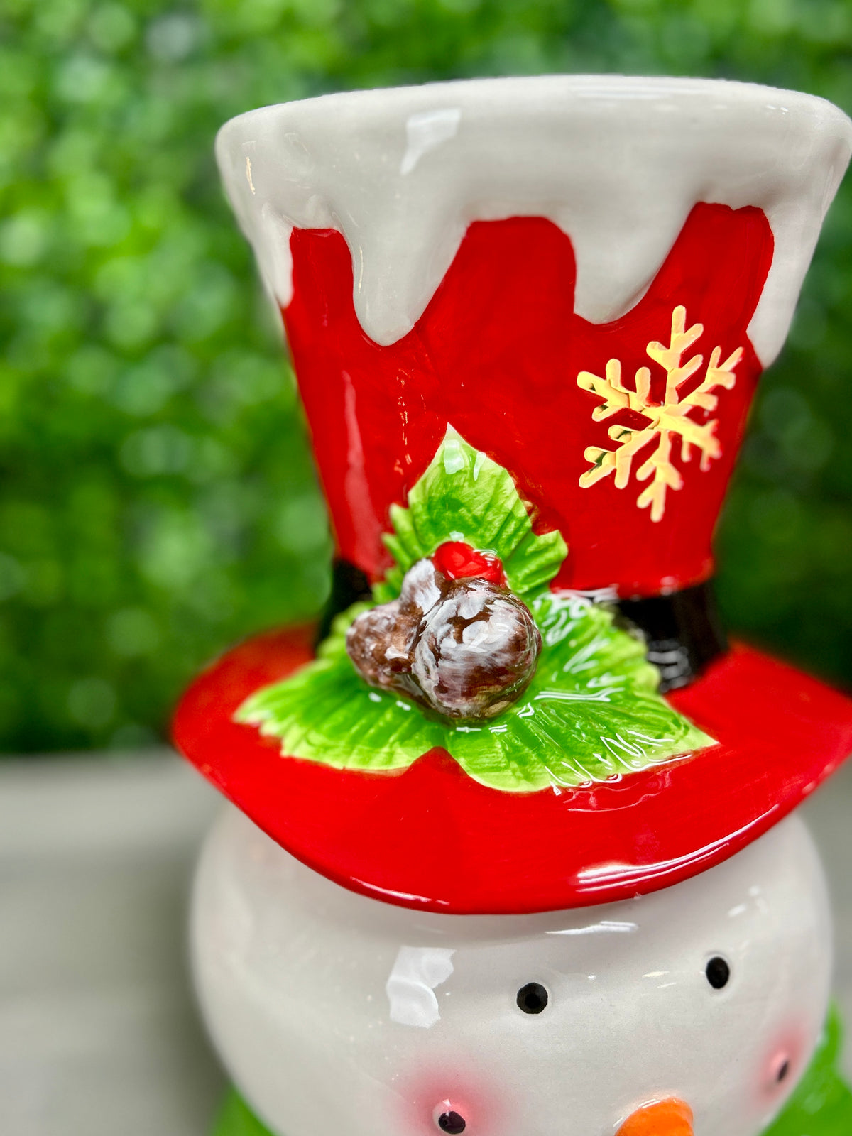 9.84 Inch Lighted Dolomite Christmas Snowman Cookie Jar Two Styles