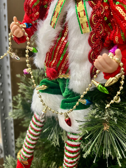 18 Inch Fabric Tinsel Pixie Elf With Tree Two Styles