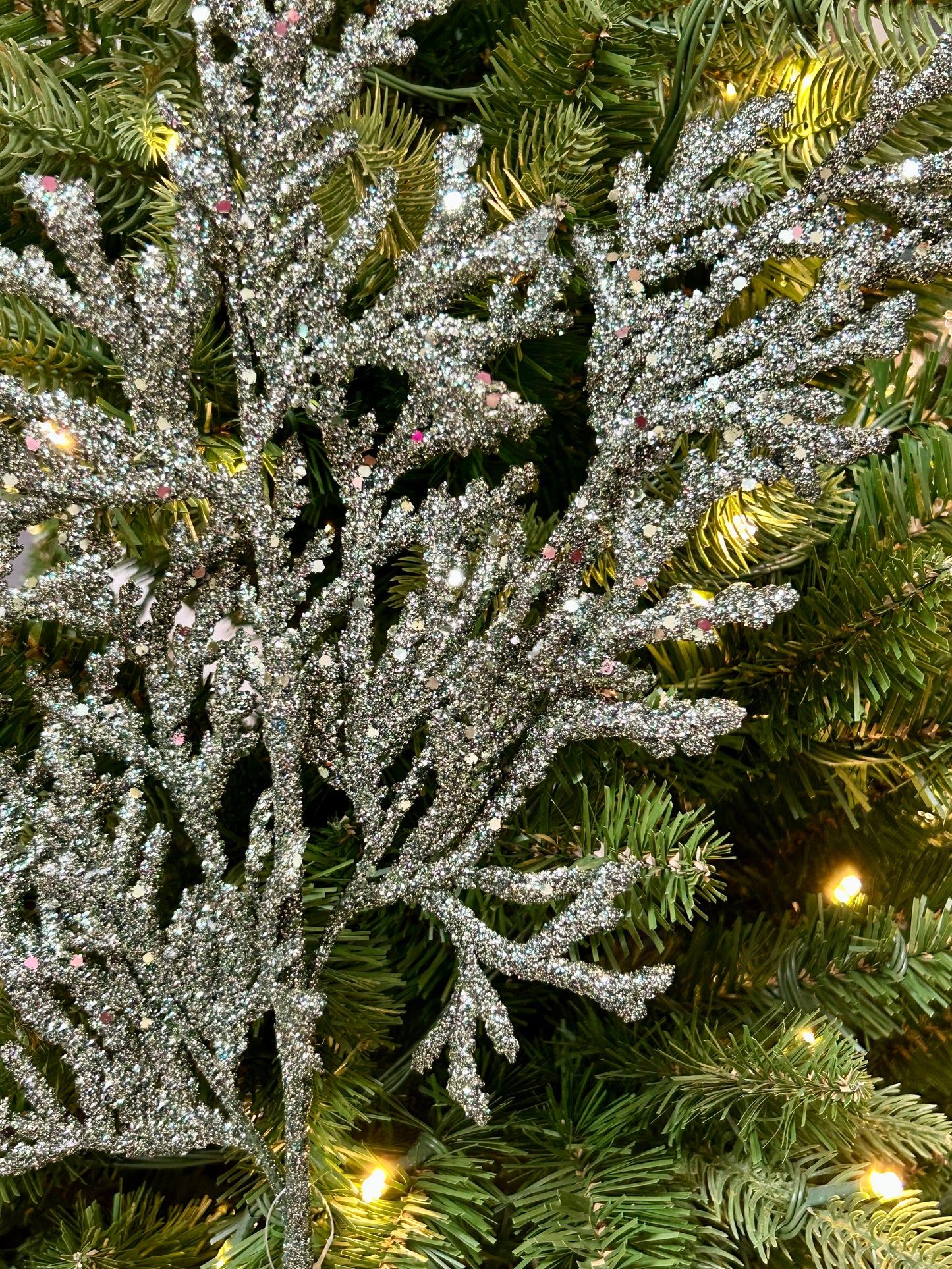 28.5 Inch Sage Glitter Lycopodium Spray