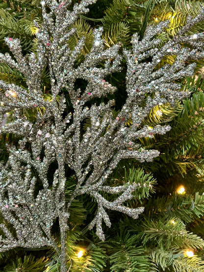 28.5 Inch Sage Glitter Lycopodium Spray