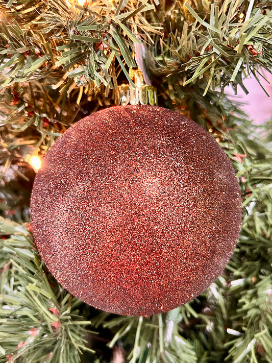 4.75 Inch Brown Glittered Ball Ornament