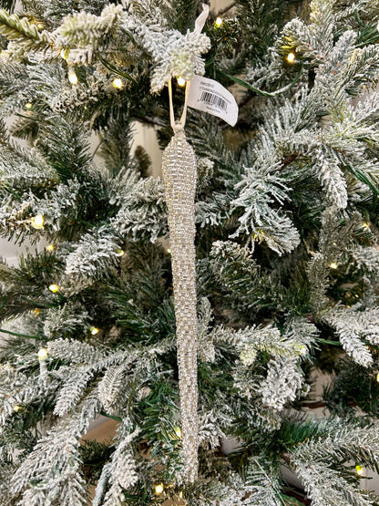 11 Inch Silver Diamond Icicle Ornament