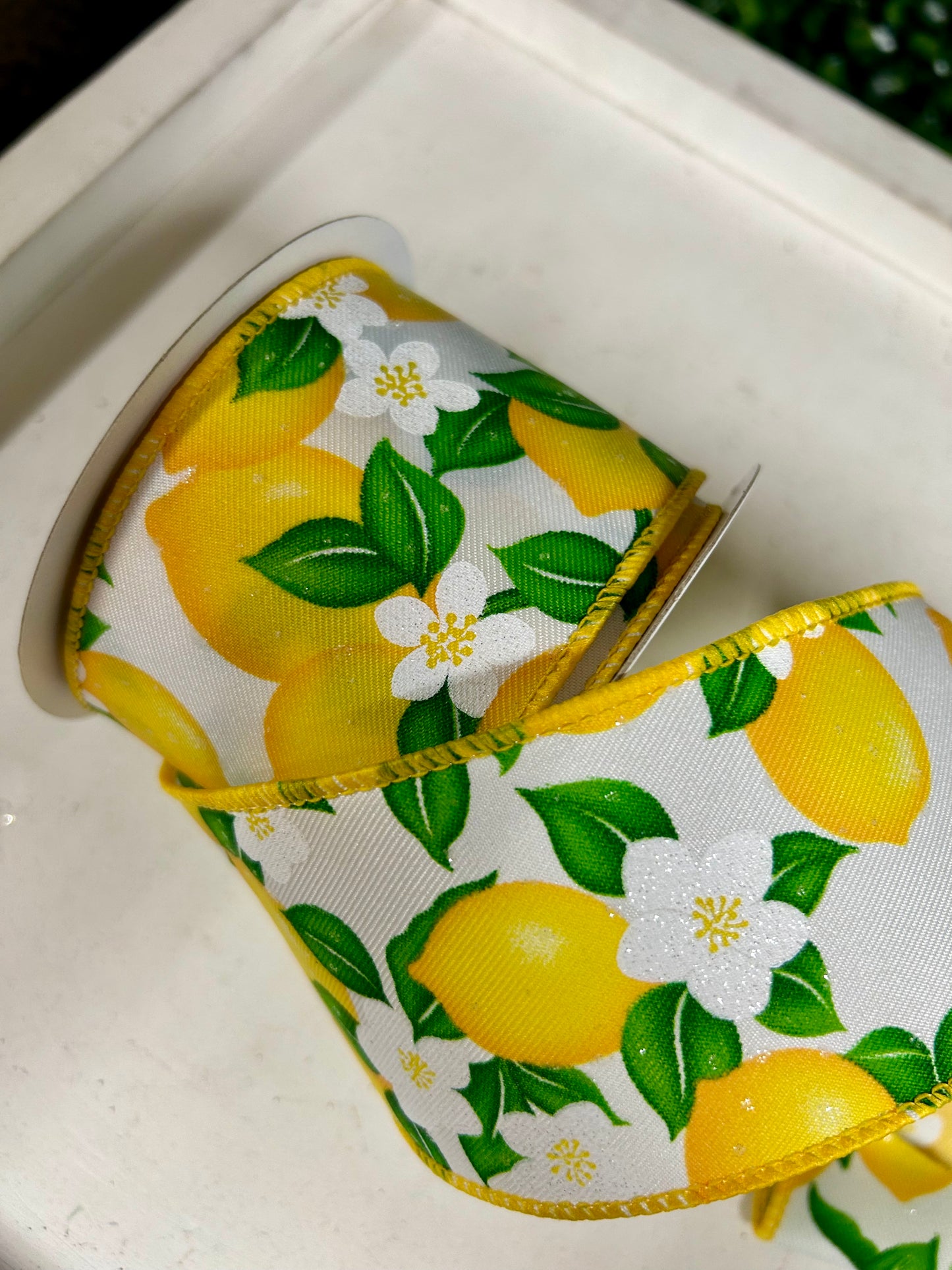 2.5 Inch By 10 Yard Lemons And Flowers Ribbon