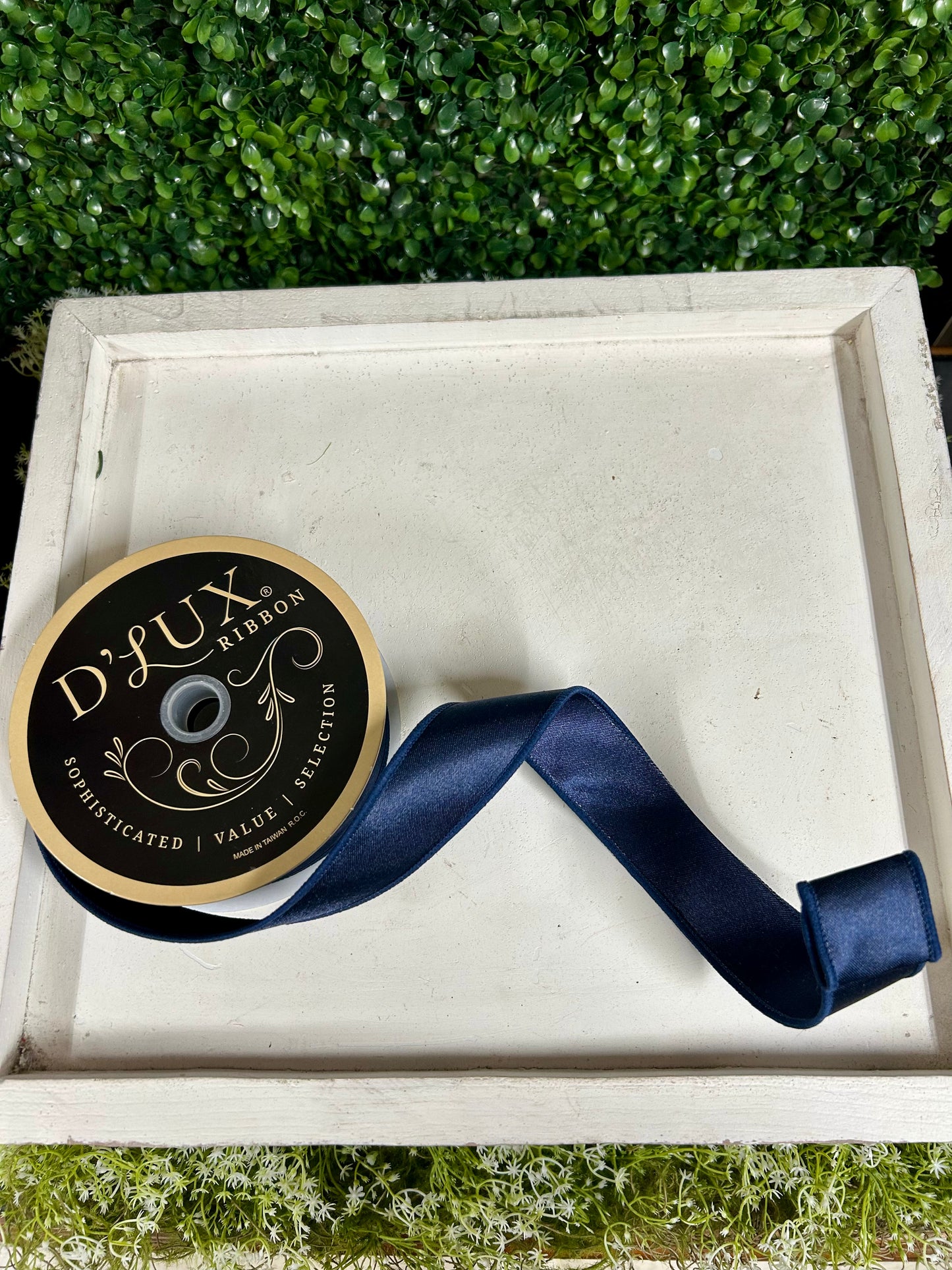 1.5 Inch By 10 Yard Navy Blue Satin Fused Ribbon