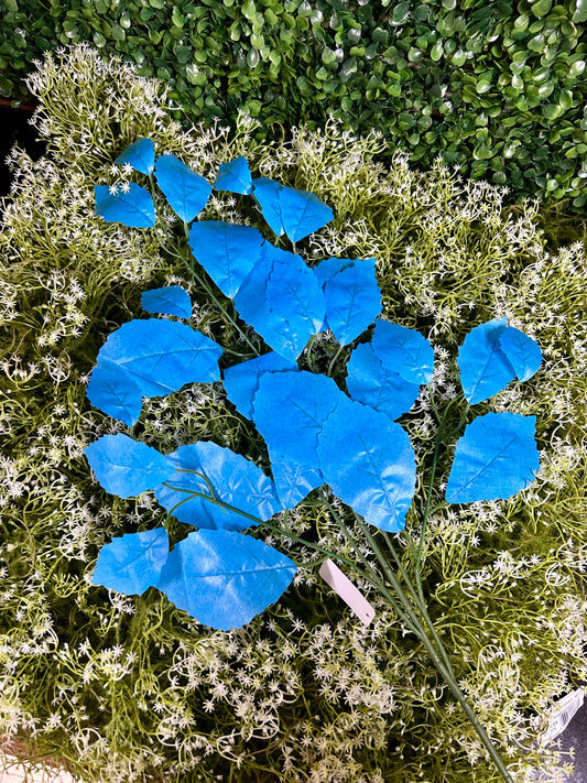 28 Inch Sky Blue Rose Leaf Spray