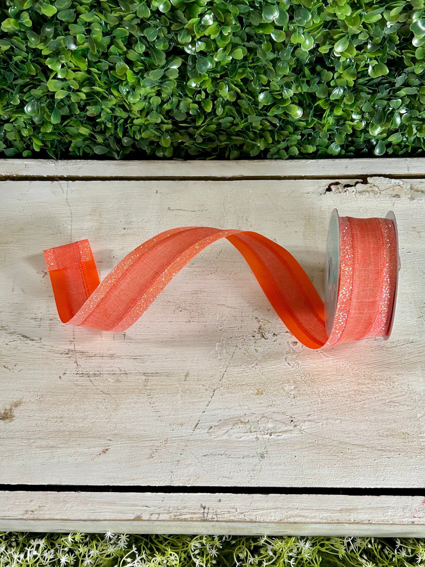 1.5 Inch By 10 Yard Dark Coral Iridescent Royal Burlap Glitter Ribbon