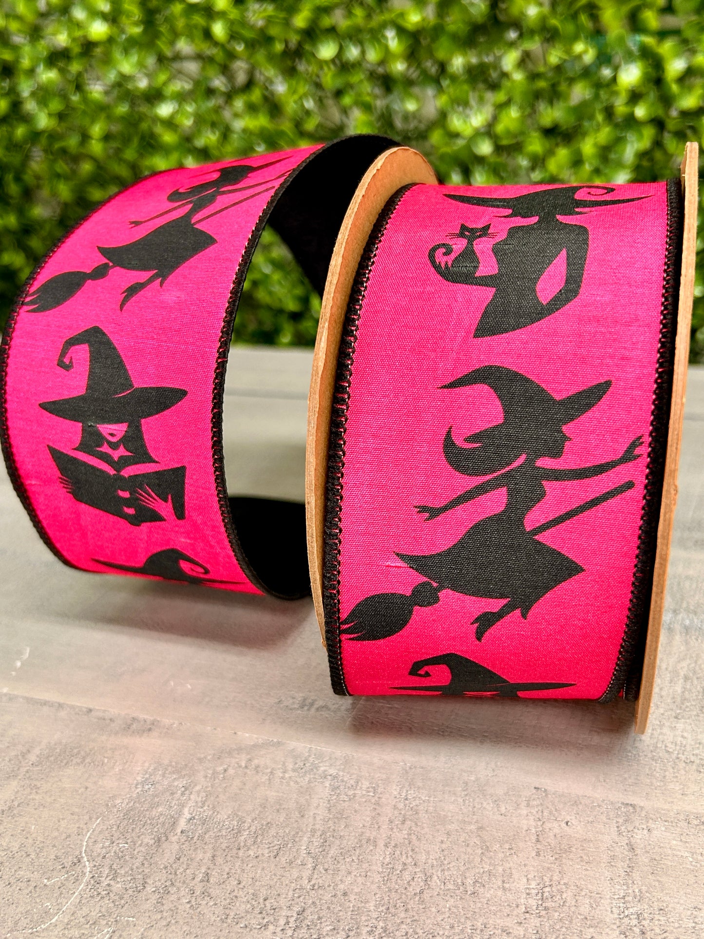 2.5 Inch By 10 Yard Pink And Black Witches With Black Backing Ribbon