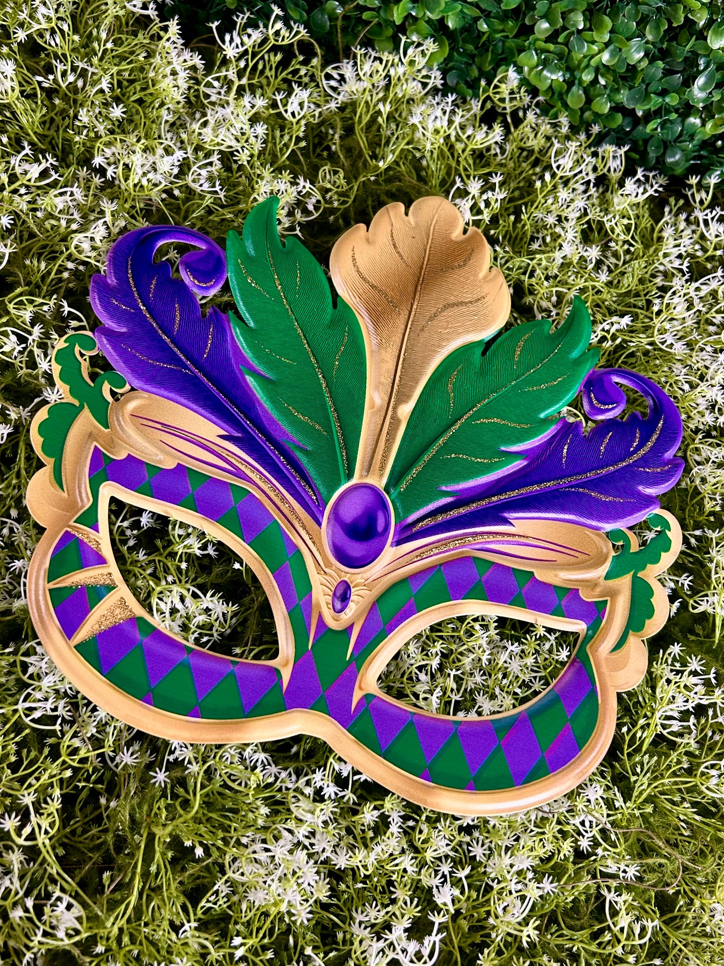 12 Inch Mardi Gras Glitter Harlequin Mask Sign
