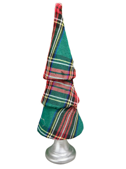11.5 Inch Green And Red Plaid Tree Table Top Decor