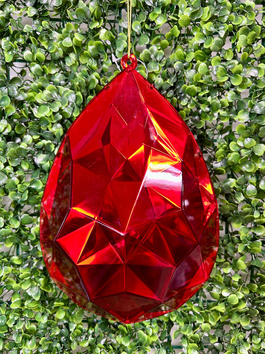 9 Inch Red Acrylic Rain Drop Diamond Ornament
