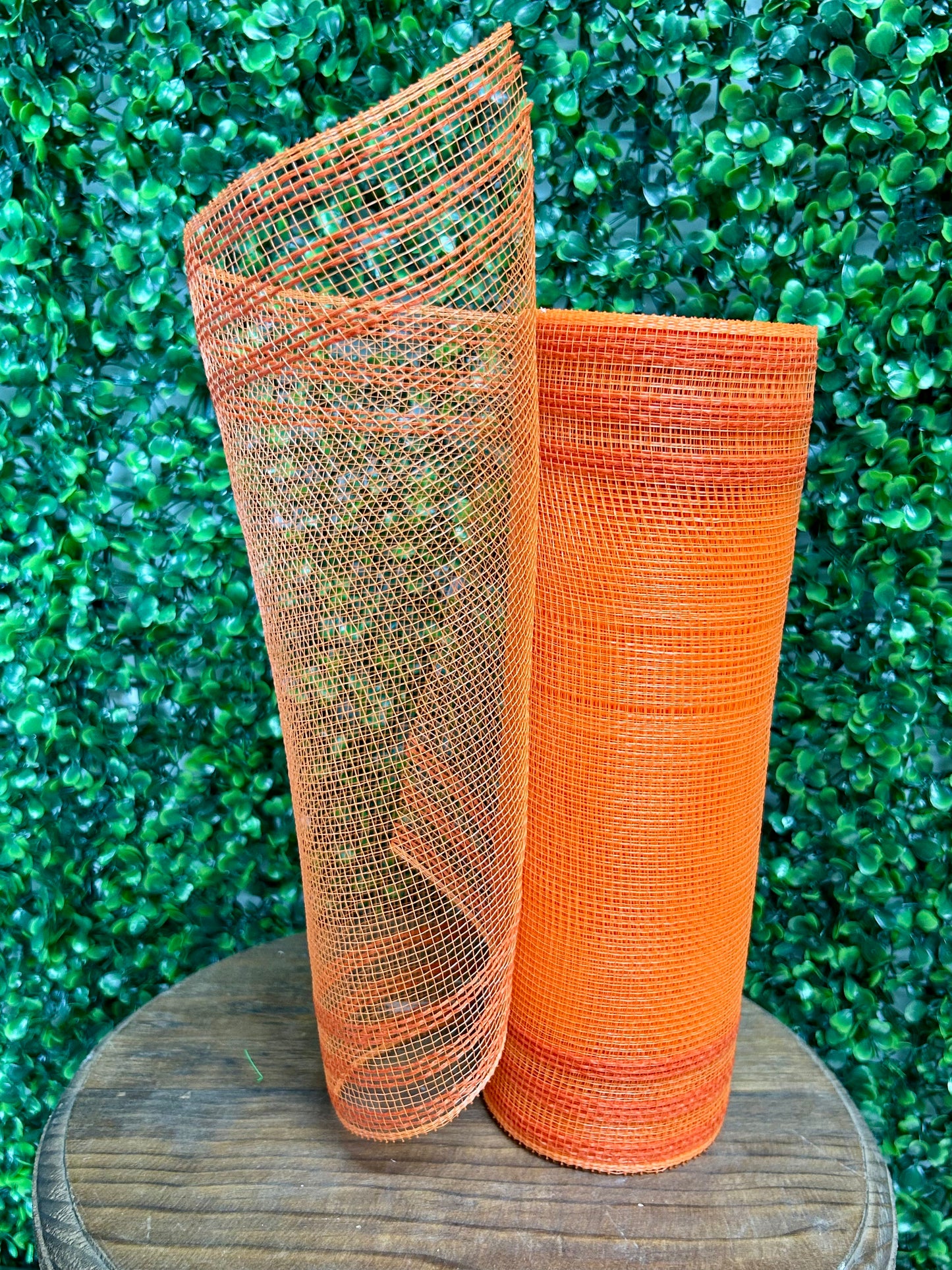 10.5 Inch By 10 Yard Orange Faux Jute Border Stripe Mesh