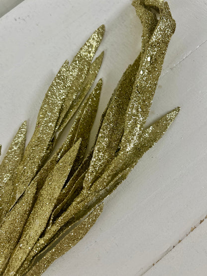 28 Inch Gold Glitter Sequin Blade Grass Spray