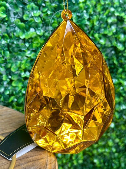 6 Inch Amber Acrylic Rain Drop Diamond Ornament