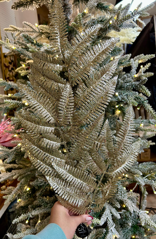 34 Inch Champagne Glitter Forest Fern Spray