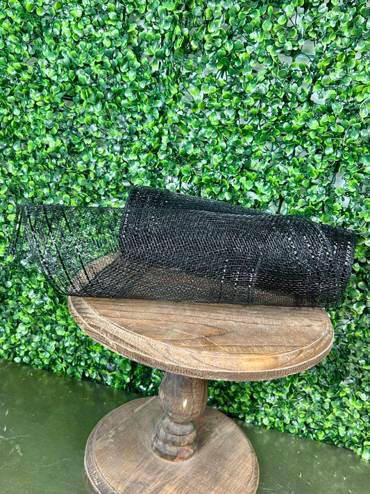 10.25 Inch By 10 Yard Black Tinsel And Foil Wide Border Mesh