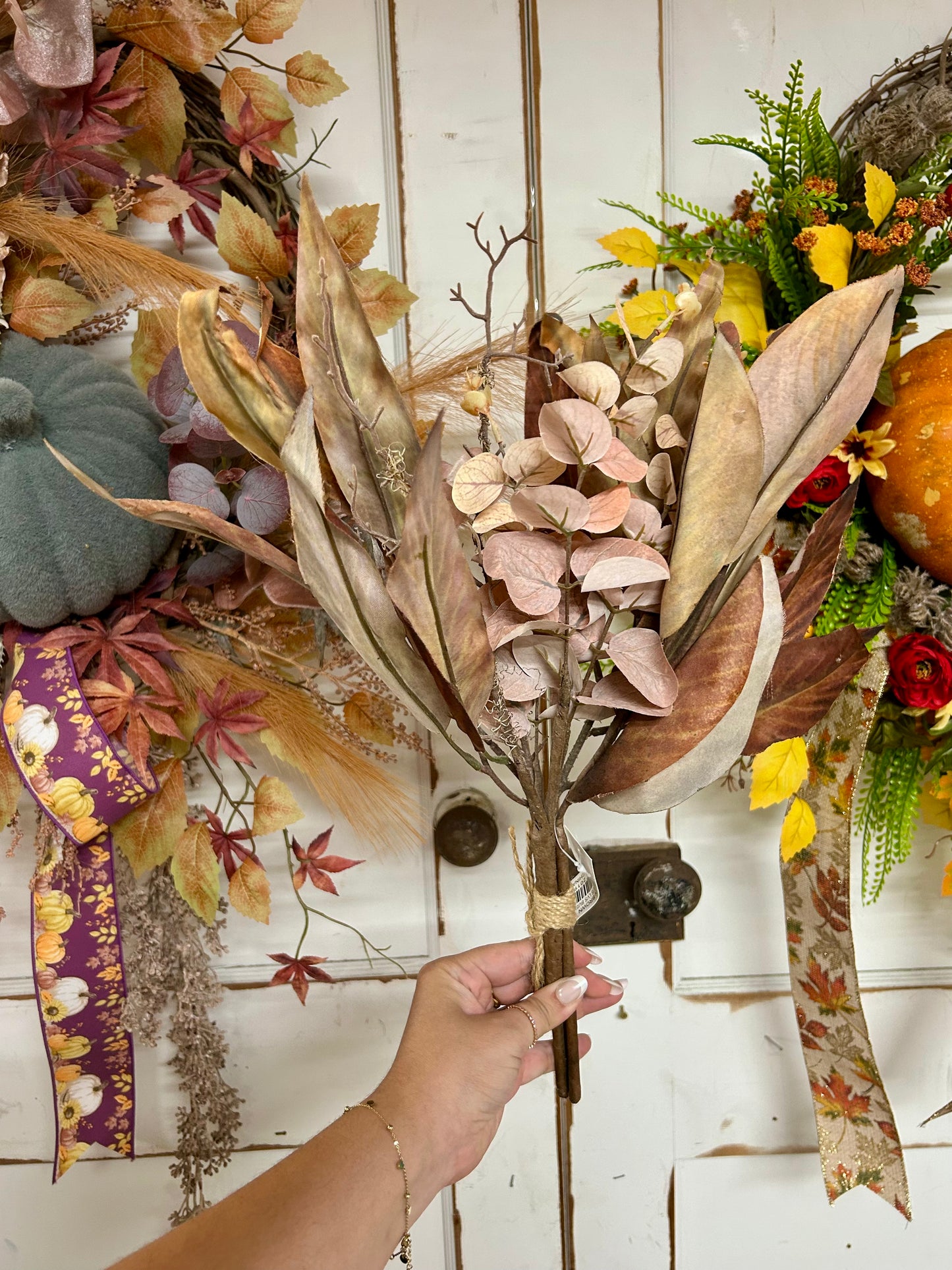 16 Inch Brown Eucalyptus Leaves Bush