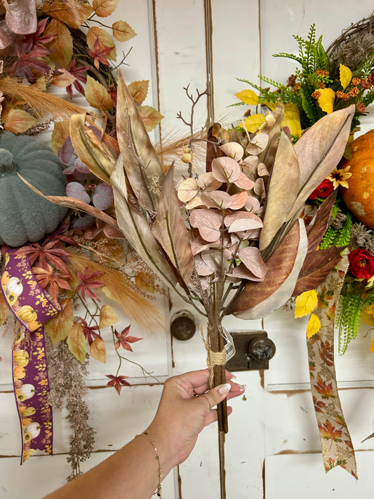 16 Inch Brown Eucalyptus Leaves Bush