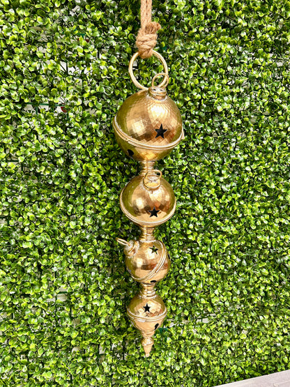 Metal Gold Star Bell Hanging Finial