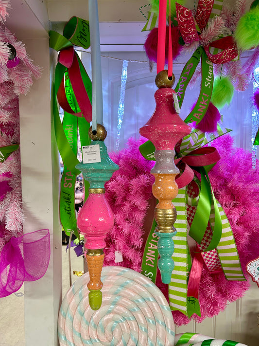 17 Inch Metal Holiday Candy Finial Ornament Two Styles