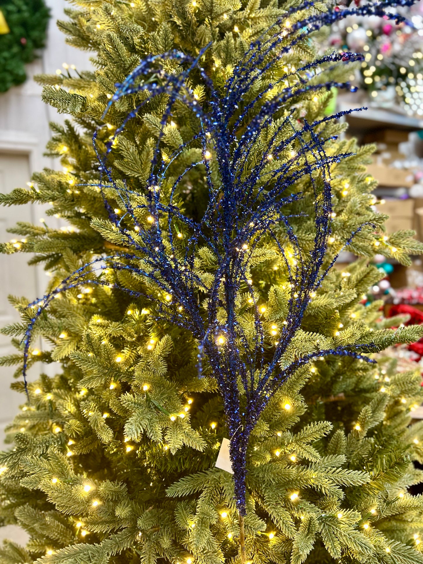 32 Inch Dark Blue Pine Spray