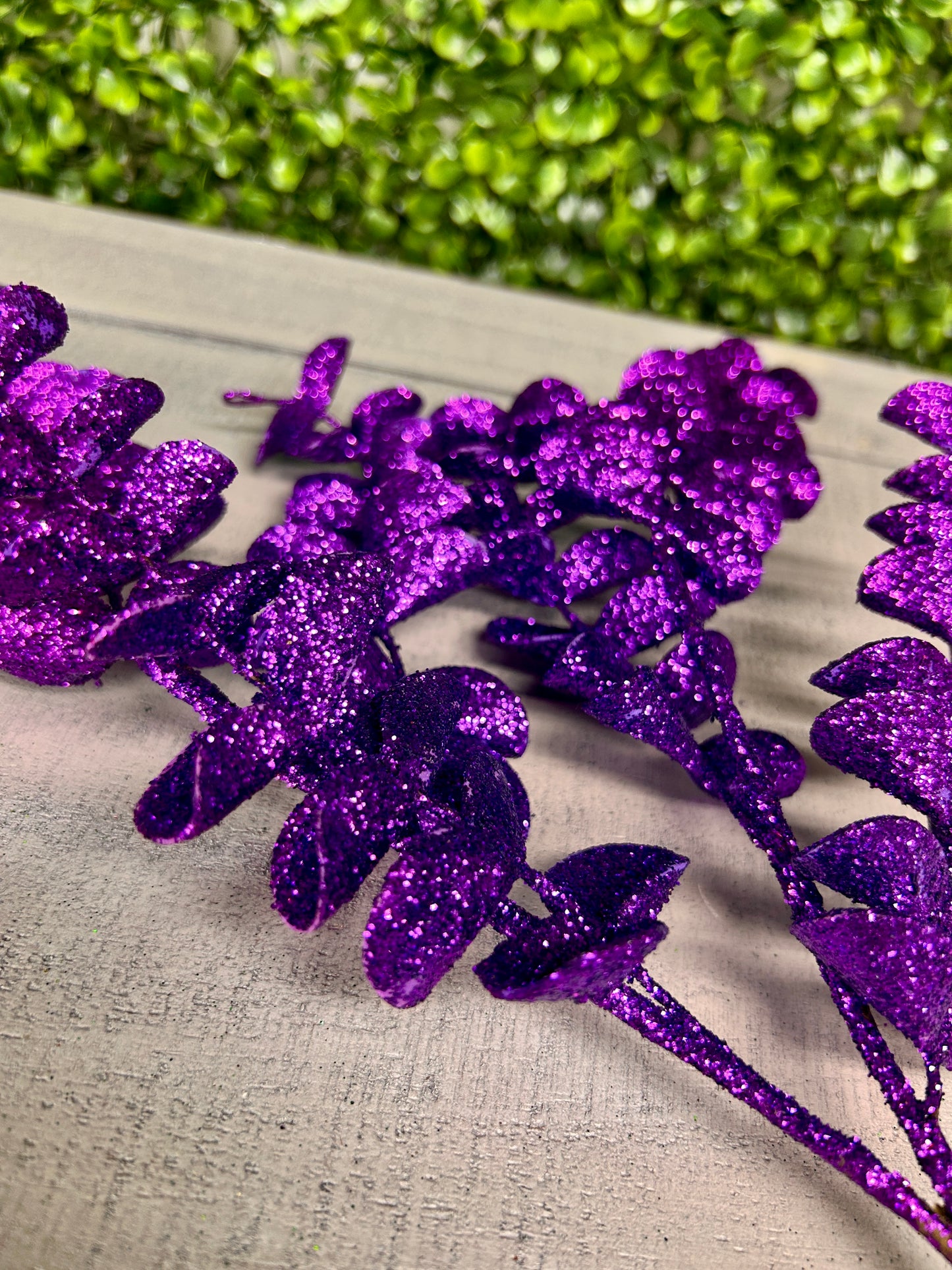 17 Inch Purple Glitter Eva Eucalyptus Pick