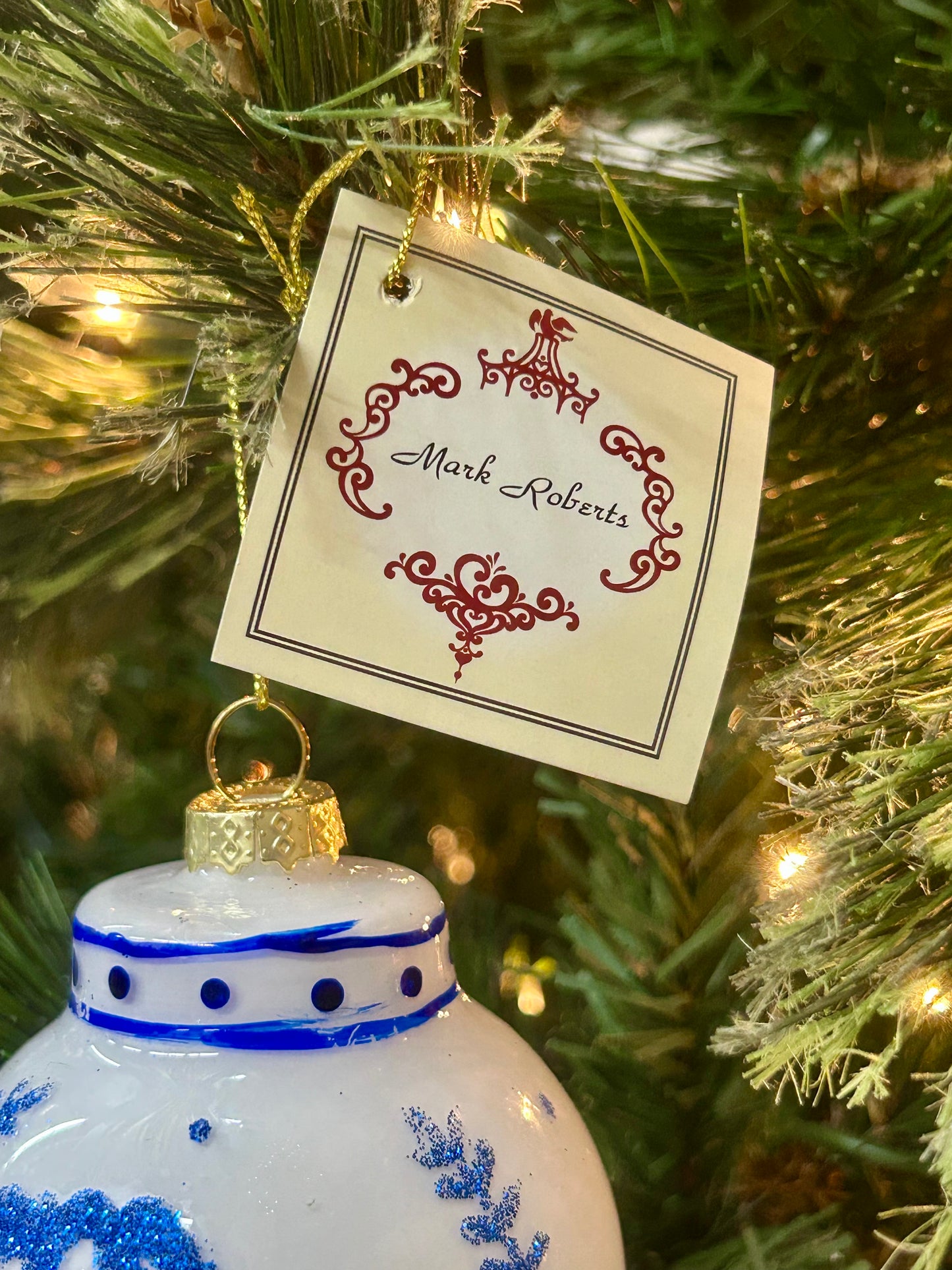 Mark Roberts Blue And White Floral Ginger Jars Glass Ornaments Two Styles