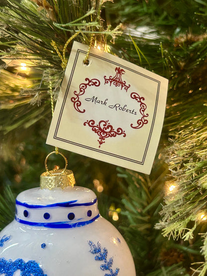 Mark Roberts Blue And White Floral Ginger Jars Glass Ornaments Two Styles