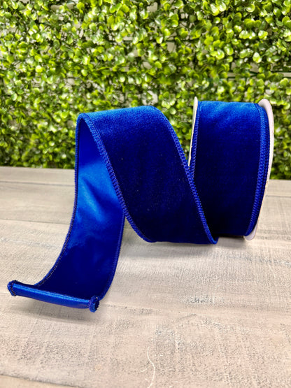 2.5 Inch By 10 Yard Royal Blue Deluxe Velvet With Satin Backing Ribbon