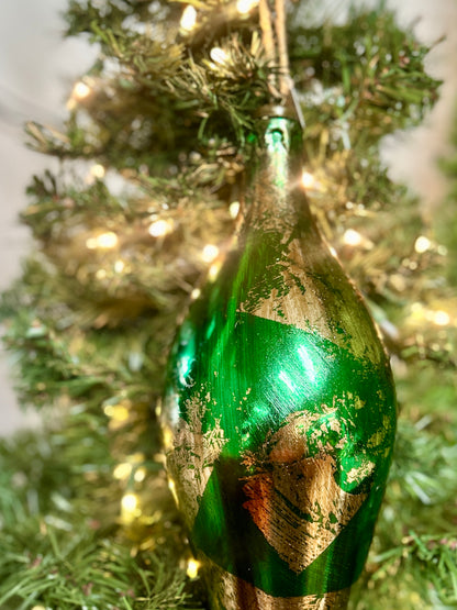 16 Inch Green And Gold Finial Ornament