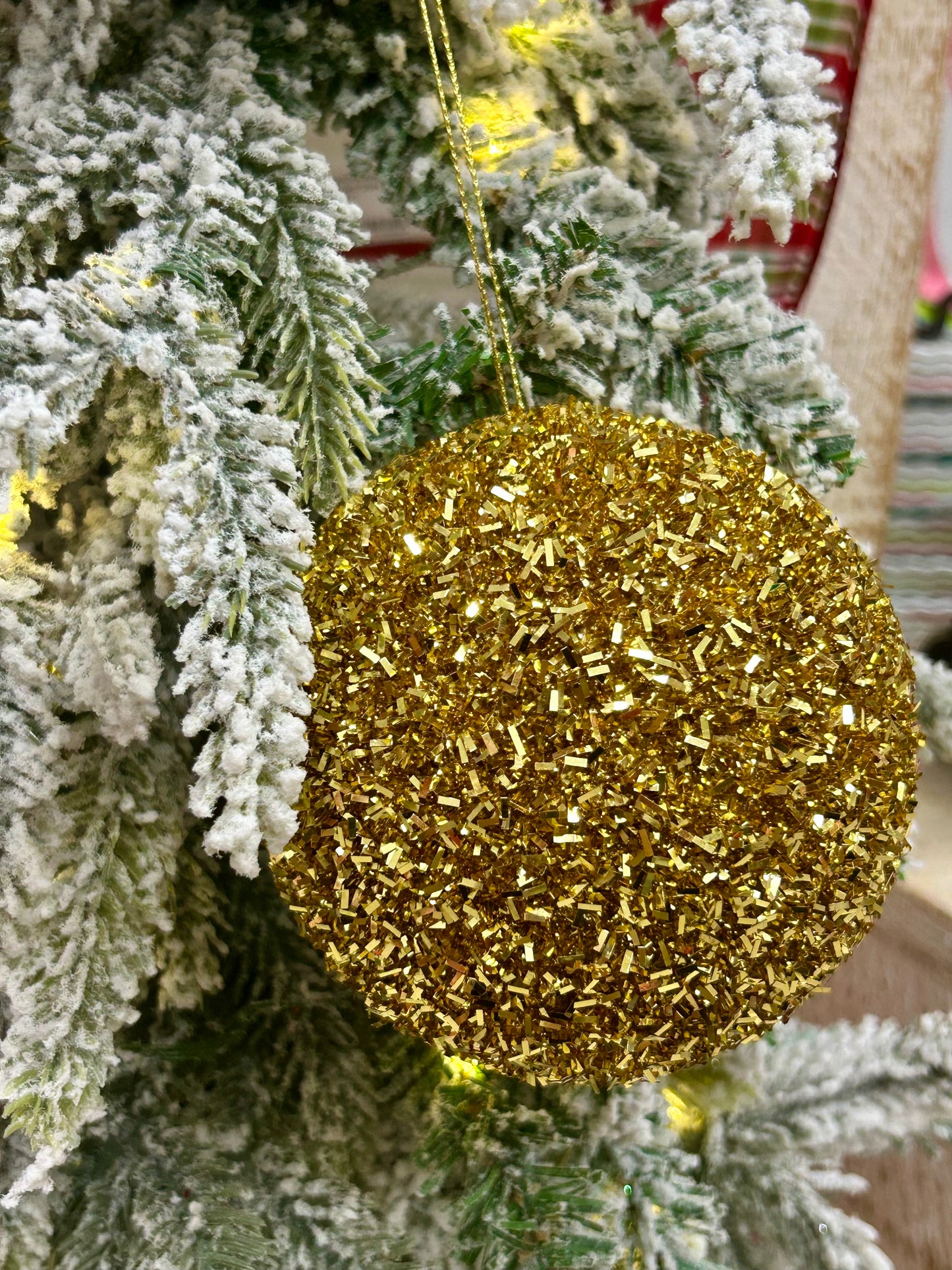 4 Inch Gold Foil Glitter Ball Ornament