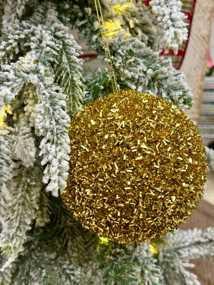 4 Inch Gold Foil Glitter Ball Ornament