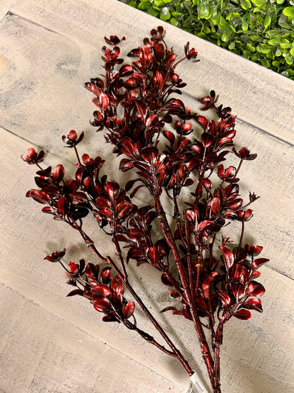 24.5 Inch Burgundy Leaf Spray
