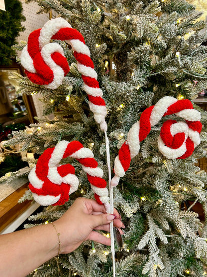 24 Inch Red And White Faux Sherpa Curl Spray