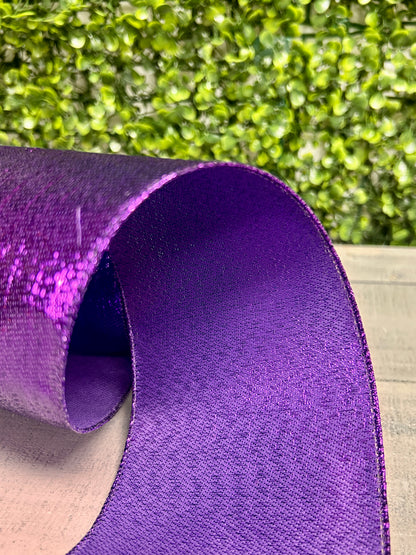 4 Inch By 10 Yard Purple Metallic Ribbon