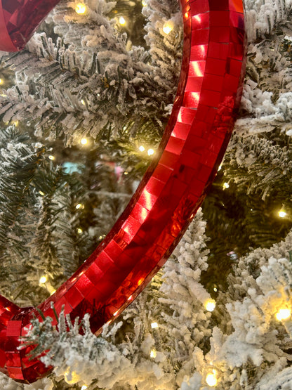 10.5 Inch Red Mirror Heart Ornament