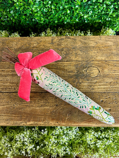 15.5 Inch Pink And Green Floral Fabric Carrot