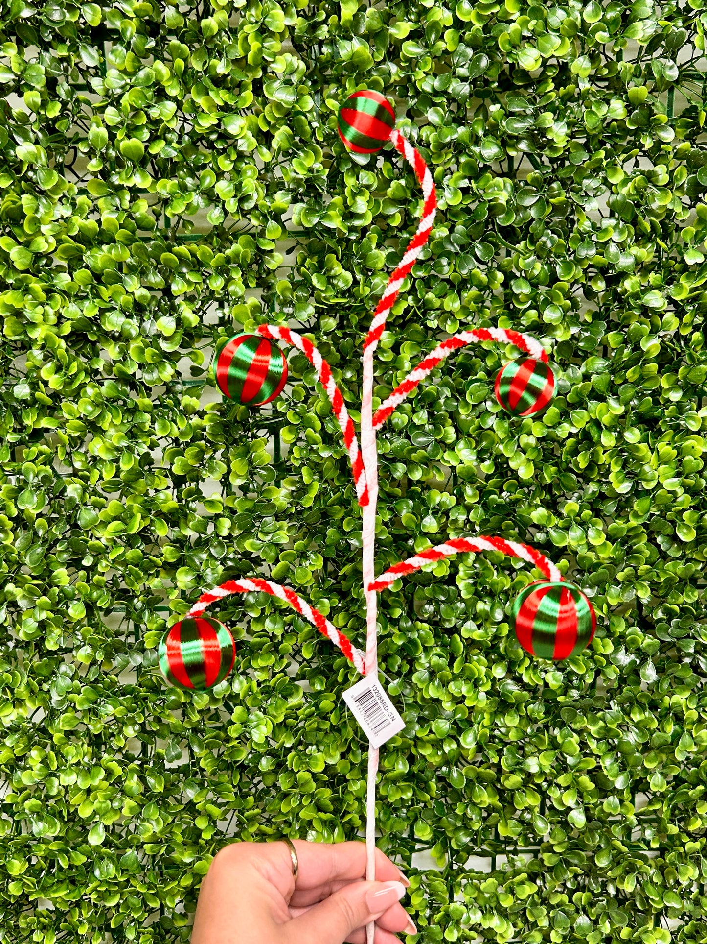 19 Inch Red With Green Ball Ornament Spray