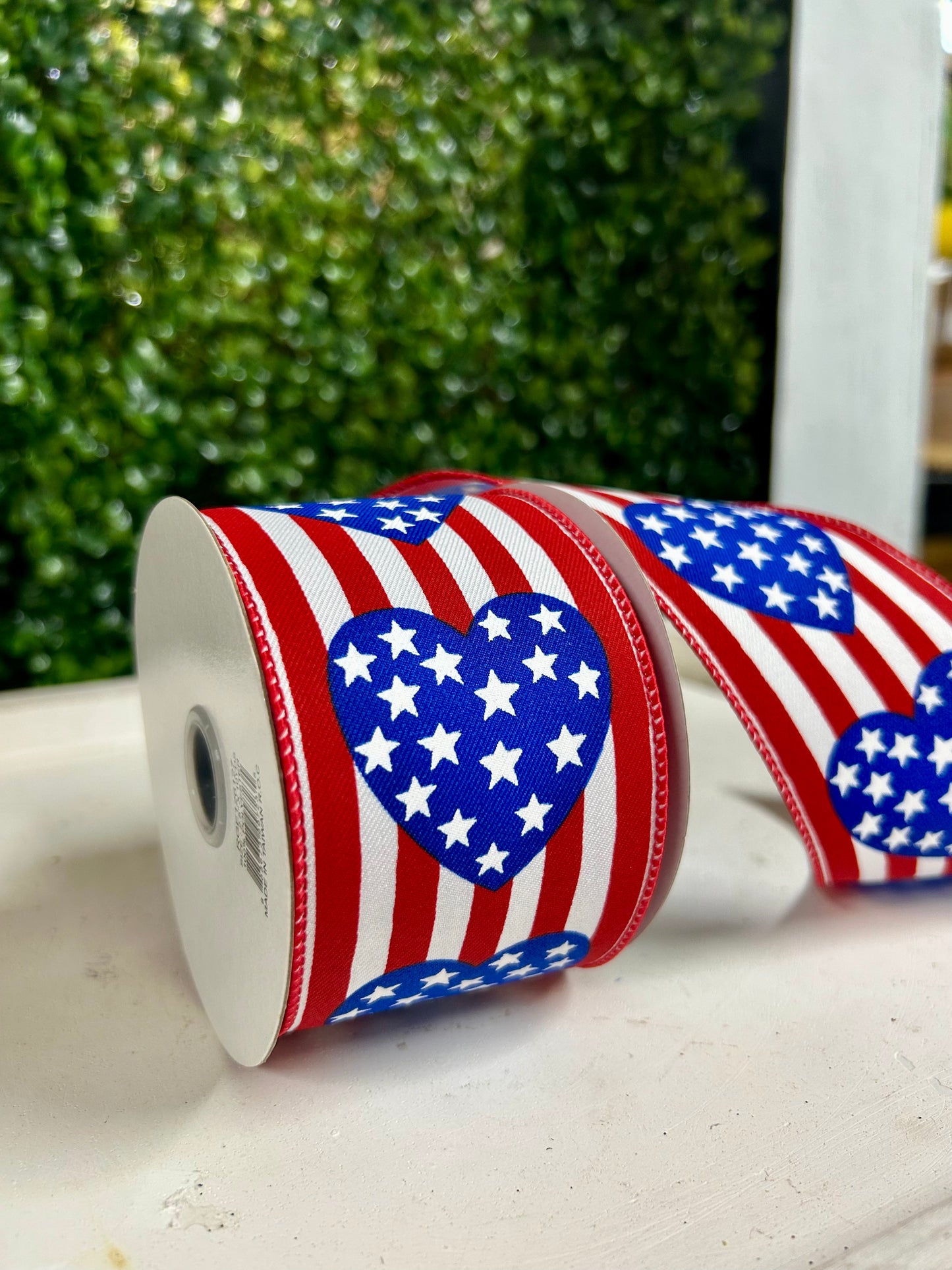 2.5 Inch By 10 Yard Stars In Heart And Vertical Stripe Ribbon